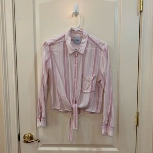 Rails Pink Stripes Button Down Crop Top